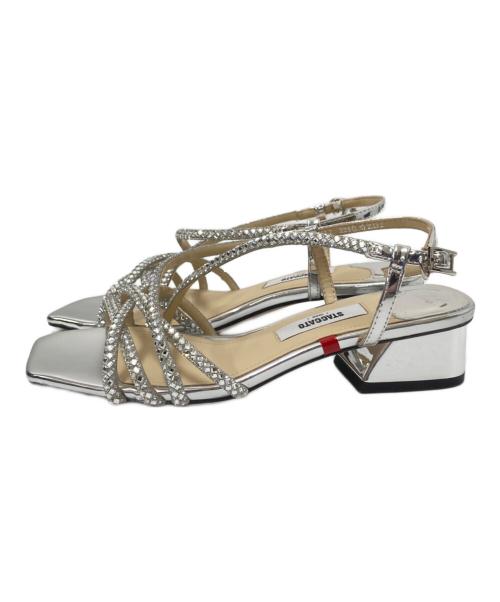 STACCATO（スタッカート）STACCATO (スタッカート) ビジューストラップパンプス シルバー サイズ:22.5㎝の古着・服飾アイテム