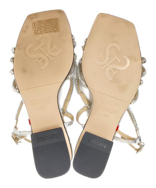 STACCATO（スタッカート）STACCATO (スタッカート) ビジューストラップパンプス シルバー サイズ:22.5㎝の古着・服飾アイテム