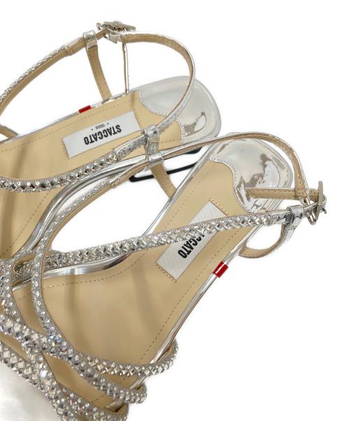 STACCATO（スタッカート）STACCATO (スタッカート) ビジューストラップパンプス シルバー サイズ:22.5㎝の古着・服飾アイテム
