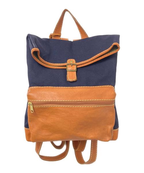 zucchero filato（ズッケロフィラート）zucchero filato (ズッケロフィラート) レザーコンビリュック ネイビー×ブラウン サイズ:下記参照の古着・服飾アイテム