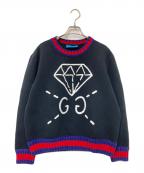 GUCCIグッチ）の古着「ダイヤプリントGGロゴスウェット」｜ブラック