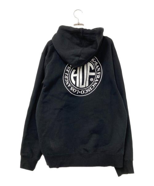 HUF（ハフ）HUF (ハフ) サークルロゴプリントパーカー ブラック サイズ:Lの古着・服飾アイテム