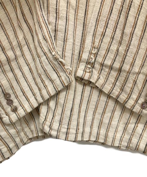 USAATO（ウサト）USAATO (ウサト) プルオーバーストライプシャツ アイボリー×ブラウン サイズ:下記参照の古着・服飾アイテム