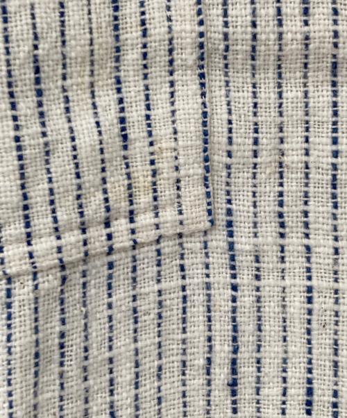 USAATO（ウサト）USAATO (ウサト) ノーカラ-ストライプシャツ ホワイト×ネイビー サイズ:下記参照の古着・服飾アイテム