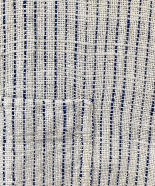 USAATO（ウサト）USAATO (ウサト) ノーカラ-ストライプシャツ ホワイト×ネイビー サイズ:下記参照の古着・服飾アイテム