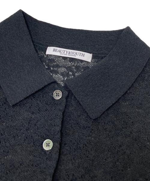 BEAUTY&YOUTH（ビューティーアンドユース）BEAUTY&YOUTH (ビューティーアンドユース) スカシフラワー ポロニット グレー サイズ:下記参照の古着・服飾アイテム