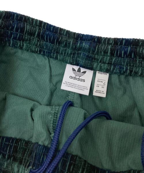 adidas（アディダス）adidas (アディダス) コーデュロイ タータン ワイドレッグパンツ グリーン×ホワイト サイズ:XLの古着・服飾アイテム