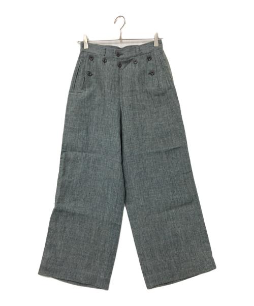 ISSEY MIYAKE（イッセイミヤケ）ISSEY MIYAKE (イッセイミヤケ) サイドラインリネンセーラーパンツ グレー サイズ:Mの古着・服飾アイテム