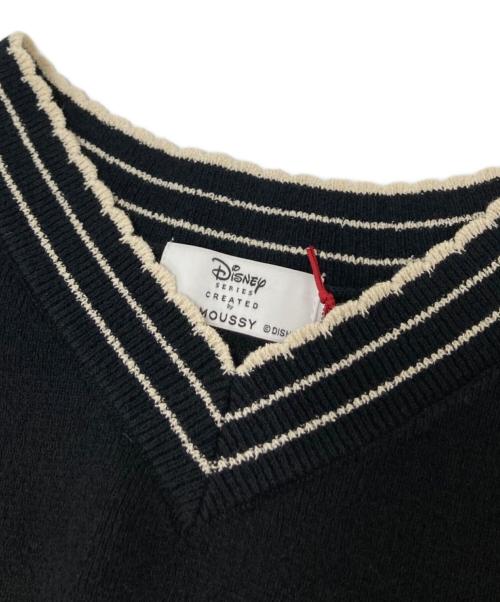 moussy（マウジー）moussy (マウジー) DISNEY (ディズニー) MD EMBROIDERY KNIT ベスト ブラック サイズ:F 未使用品の古着・服飾アイテム