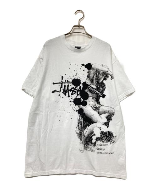 stussy（ステューシー）stussy (ステューシー) プリントTシャツ ホワイト×ブラック サイズ:Lの古着・服飾アイテム