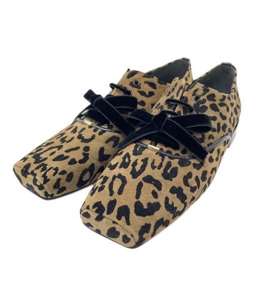 Le Talon GRISE（ル タロン グリーズ）Le Talon GRISE (ル タロン グリーズ) スクエアダブルレースアップフラット ベージュ サイズ:24.0㎝の古着・服飾アイテム