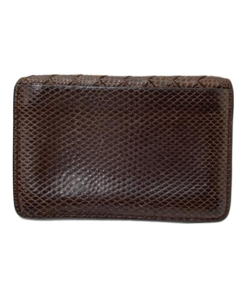 BOTTEGA VENETA（ボッテガベネタ）BOTTEGA VENETA (ボッテガベネタ) パイソン柄イントレチャートカードケース ブラウン サイズ:下記参照の古着・服飾アイテム