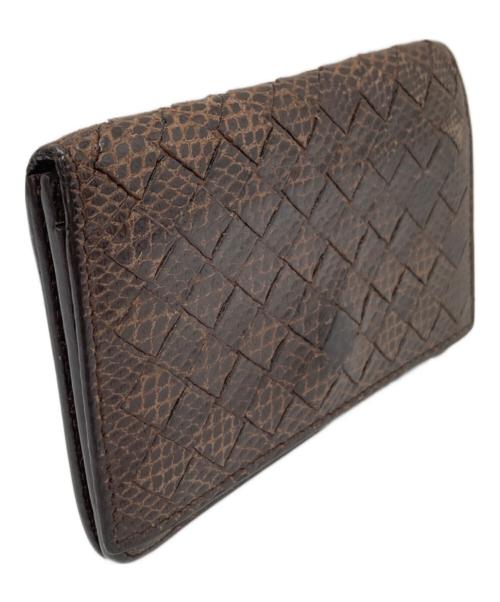 BOTTEGA VENETA（ボッテガベネタ）BOTTEGA VENETA (ボッテガベネタ) パイソン柄イントレチャートカードケース ブラウン サイズ:下記参照の古着・服飾アイテム