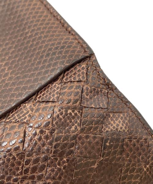 BOTTEGA VENETA（ボッテガベネタ）BOTTEGA VENETA (ボッテガベネタ) パイソン柄イントレチャートカードケース ブラウン サイズ:下記参照の古着・服飾アイテム