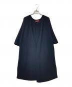 Max Mara Studioマックスマーラ ストゥディオ）の古着「ハーフスリーブノーカラーニットコート」｜ブラック