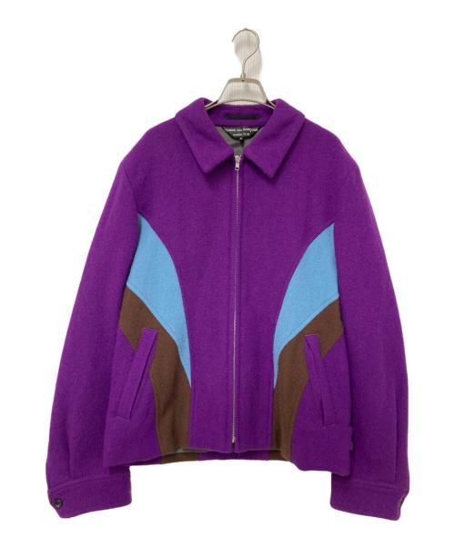 COMME des GARCONS HOMME PLUS（コムデギャルソンオムプリュス）COMME des GARCONS HOMME PLUS (コムデギャルソンオムプリュス) パターンデザインウールジャケット パープル サイズ:Mの古着・服飾アイテム
