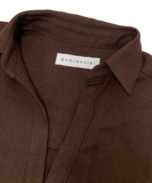 quaranciel（カランシエル）quaranciel (カランシエル) リネン ライク スキッパー シャツ ワンピース＆パンツ セットアップ ブラウン サイズ:Fの古着・服飾アイテム