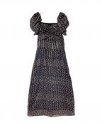 Snidelスナイデル）の古着「ラメドビーシフォンプリントワンピース」｜レッド×ブラック