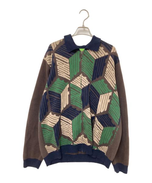 HUF（ハフ）HUF (ハフ) DIMENSION ZIP SWEATER ブラウン サイズ:Lの古着・服飾アイテム