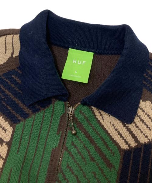 HUF（ハフ）HUF (ハフ) DIMENSION ZIP SWEATER ブラウン サイズ:Lの古着・服飾アイテム