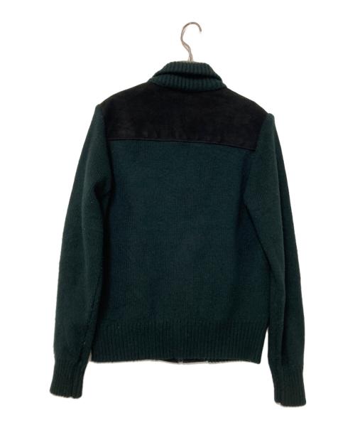 Landmark Contemporay Collection（ランドパーク コンテンポラリー コレクション）Landmark Contemporay Collection (ランドパーク コンテンポラリー コレクション) スウェードレザー切替ニットジャケット ブラック サイズ:Mの古着・服飾アイテム