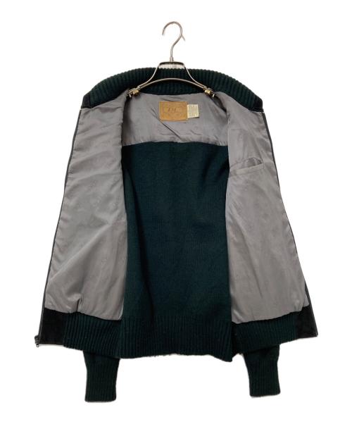 Landmark Contemporay Collection（ランドパーク コンテンポラリー コレクション）Landmark Contemporay Collection (ランドパーク コンテンポラリー コレクション) スウェードレザー切替ニットジャケット ブラック サイズ:Mの古着・服飾アイテム