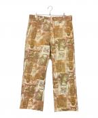 USEDユーズド）の古着「総柄スラックス」｜ブラウン×ベージュ