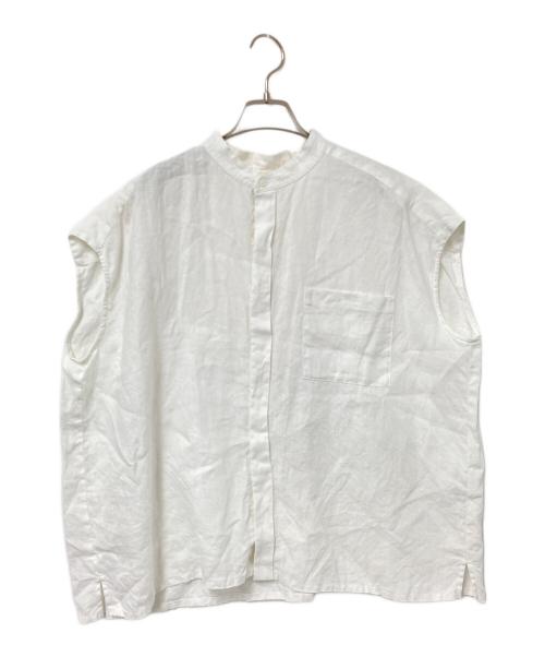 KAGURE（カグレ）KAGURE (カグレ) リネンノースリーブワイドシャツ ホワイト サイズ:Fの古着・服飾アイテム