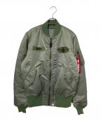 A BATHING APE×ALPHA INDUSTRIESア ベイシング エイプ×アルファインダストリーズ）の古着「1ST CAMO ALPHA MA-1」｜オリーブ