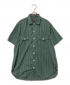 BEAMS PLUSビームスプラス）の古着「WORK Short Sleeve Stripe T/C」｜グリーン