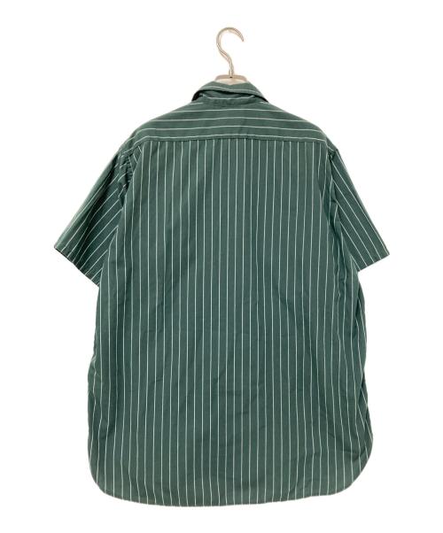 BEAMS PLUS（ビームスプラス）BEAMS PLUS (ビームスプラス) WORK Short Sleeve Stripe T/C グリーン サイズ:Lの古着・服飾アイテム