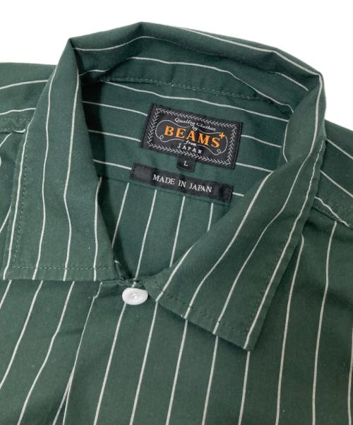 BEAMS PLUS（ビームスプラス）BEAMS PLUS (ビームスプラス) WORK Short Sleeve Stripe T/C グリーン サイズ:Lの古着・服飾アイテム
