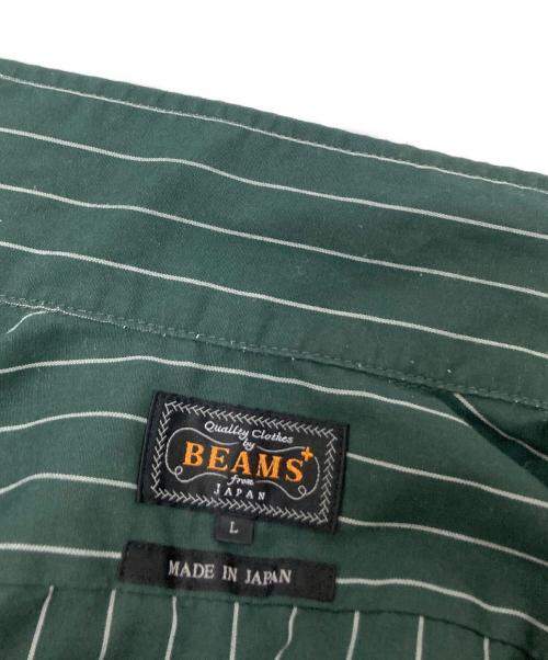 BEAMS PLUS（ビームスプラス）BEAMS PLUS (ビームスプラス) WORK Short Sleeve Stripe T/C グリーン サイズ:Lの古着・服飾アイテム