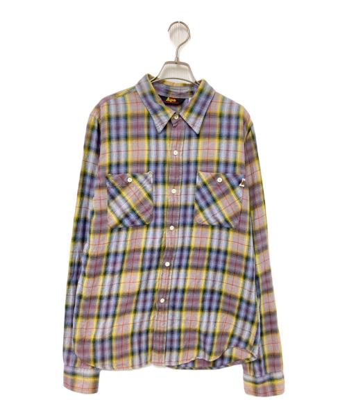 A BATHING APE（ア ベイシング エイプ）A BATHING APE (ア ベイシング エイプ) チェックネルシャツ パープル サイズ:Lの古着・服飾アイテム