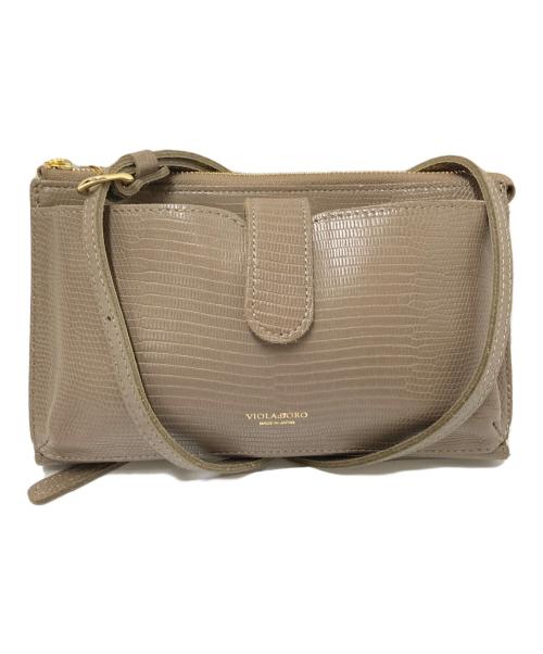 VIOLAd'ORO（ヴィオラドーロ）VIOLAd'ORO (ヴィオラドーロ) リザード型押しレザー 横型スマートフォンポシェット ベージュ サイズ:下記参照の古着・服飾アイテム