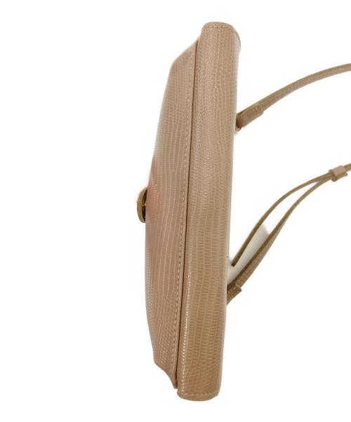 VIOLAd'ORO（ヴィオラドーロ）VIOLAd'ORO (ヴィオラドーロ) リザード型押しレザー 横型スマートフォンポシェット ベージュ サイズ:下記参照の古着・服飾アイテム