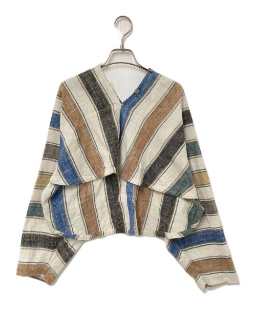 USAATO（ウサト）USAATO (ウサト) ストライプ短丈シャツ ベージュ サイズ:下記参照の古着・服飾アイテム