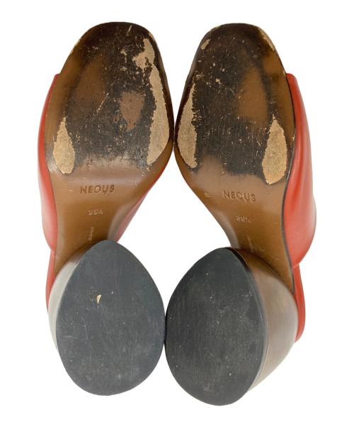 NEOUS（ネオアス）NEOUS (ネオアス) チャンキーヒールミュール レッド サイズ:36 1/2の古着・服飾アイテム