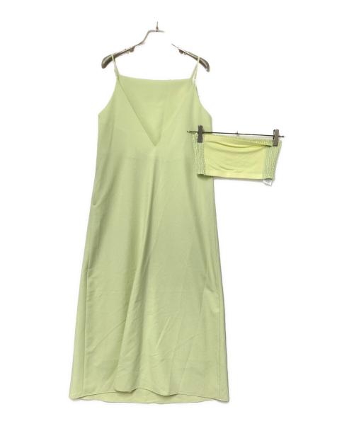 Mila Owen（ミラオーウェン）Mila Owen (ミラオーウェン) ベア付ストレートナローマキシキャミワンピース グリーンの古着・服飾アイテム