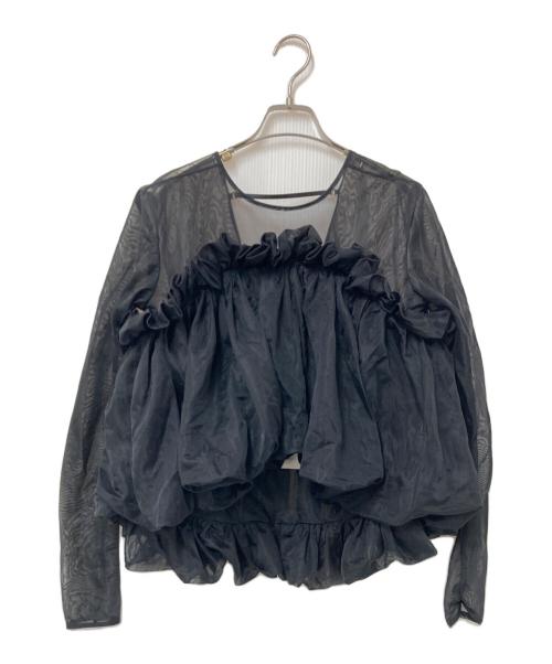 HAENGNAE（ヘンネ）HAENGNAE (ヘンネ) SHUMAI SHEER TOPS ブラック サイズ:Fの古着・服飾アイテム