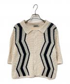 NKNITンニット）の古着「ニットシャツ」｜ホワイト×ブラック
