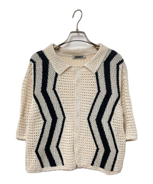 NKNIT（ンニット）NKNIT (ンニット) ニットシャツ ホワイト×ブラック サイズ:下記参照の古着・服飾アイテム
