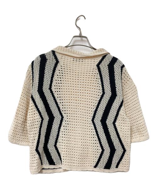 NKNIT（ンニット）NKNIT (ンニット) ニットシャツ ホワイト×ブラック サイズ:下記参照の古着・服飾アイテム