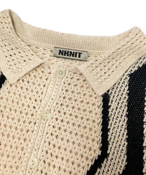 NKNIT（ンニット）NKNIT (ンニット) ニットシャツ ホワイト×ブラック サイズ:下記参照の古着・服飾アイテム
