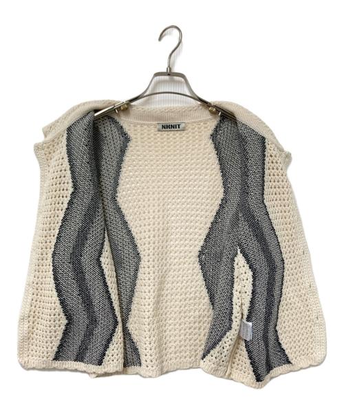 NKNIT（ンニット）NKNIT (ンニット) ニットシャツ ホワイト×ブラック サイズ:下記参照の古着・服飾アイテム
