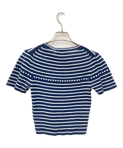 NKNIT（ンニット）NKNIT (ンニット) S/Sボーダーニット ネイビー×ホワイトの古着・服飾アイテム