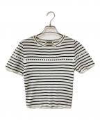 NKNITンニット）の古着「S/Sボーダーニット」｜ホワイト×ブラック