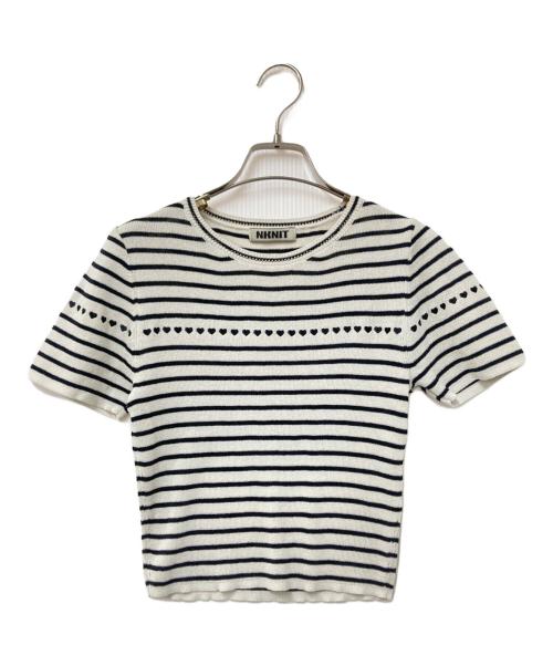 NKNIT（ンニット）NKNIT (ンニット) S/Sボーダーニット ホワイト×ブラック サイズ:下記参照の古着・服飾アイテム