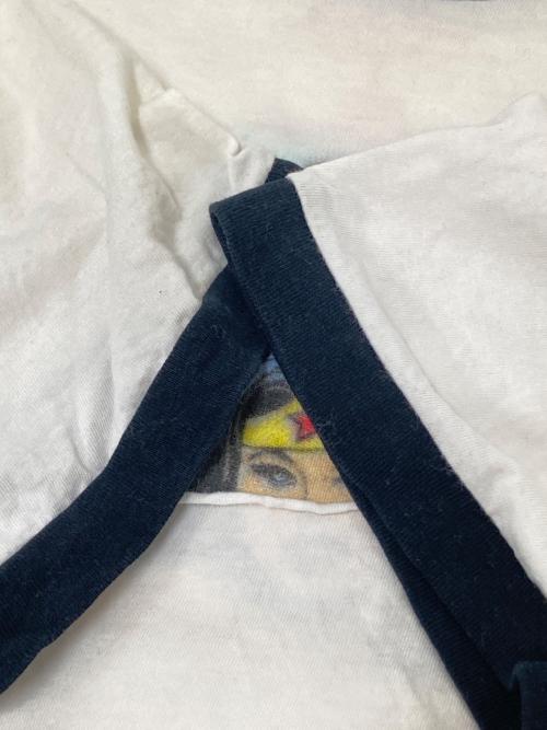 WONDER WOMAN（ワンダー ウーマン）WONDER WOMAN (ワンダー ウーマン) リンガープリントTシャツ ホワイト×ブラック サイズ:Lの古着・服飾アイテム