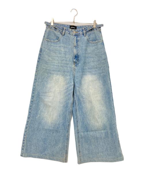 masonprince（メゾンプリンス）masonprince (メゾンプリンス) サイドベルトワイドフレアデニムパンツ インディゴ サイズ:3の古着・服飾アイテム